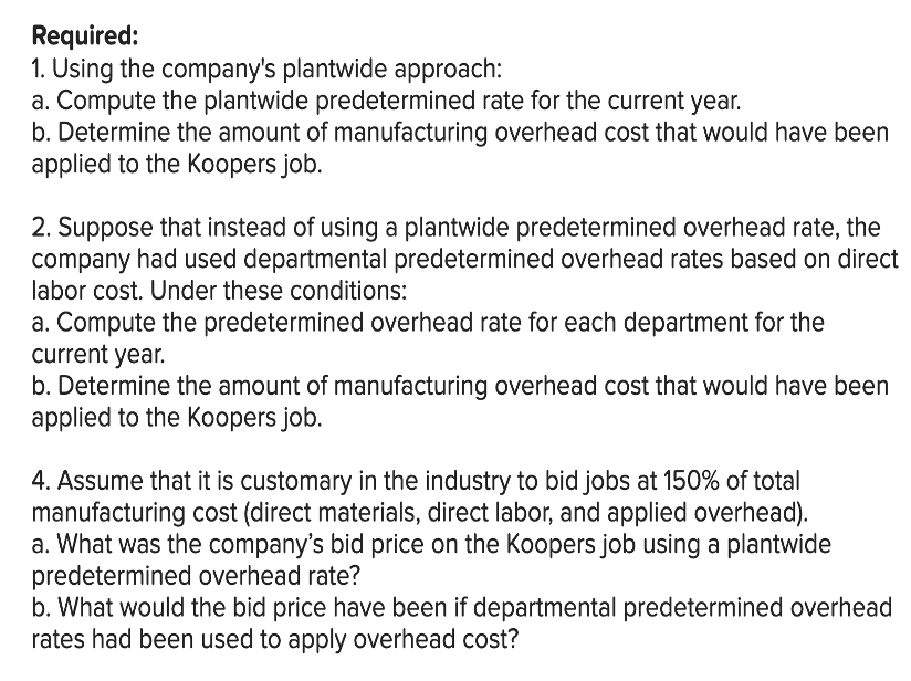 Using the company's plantwide approach: a. Compute the plantwide predetermined rate for