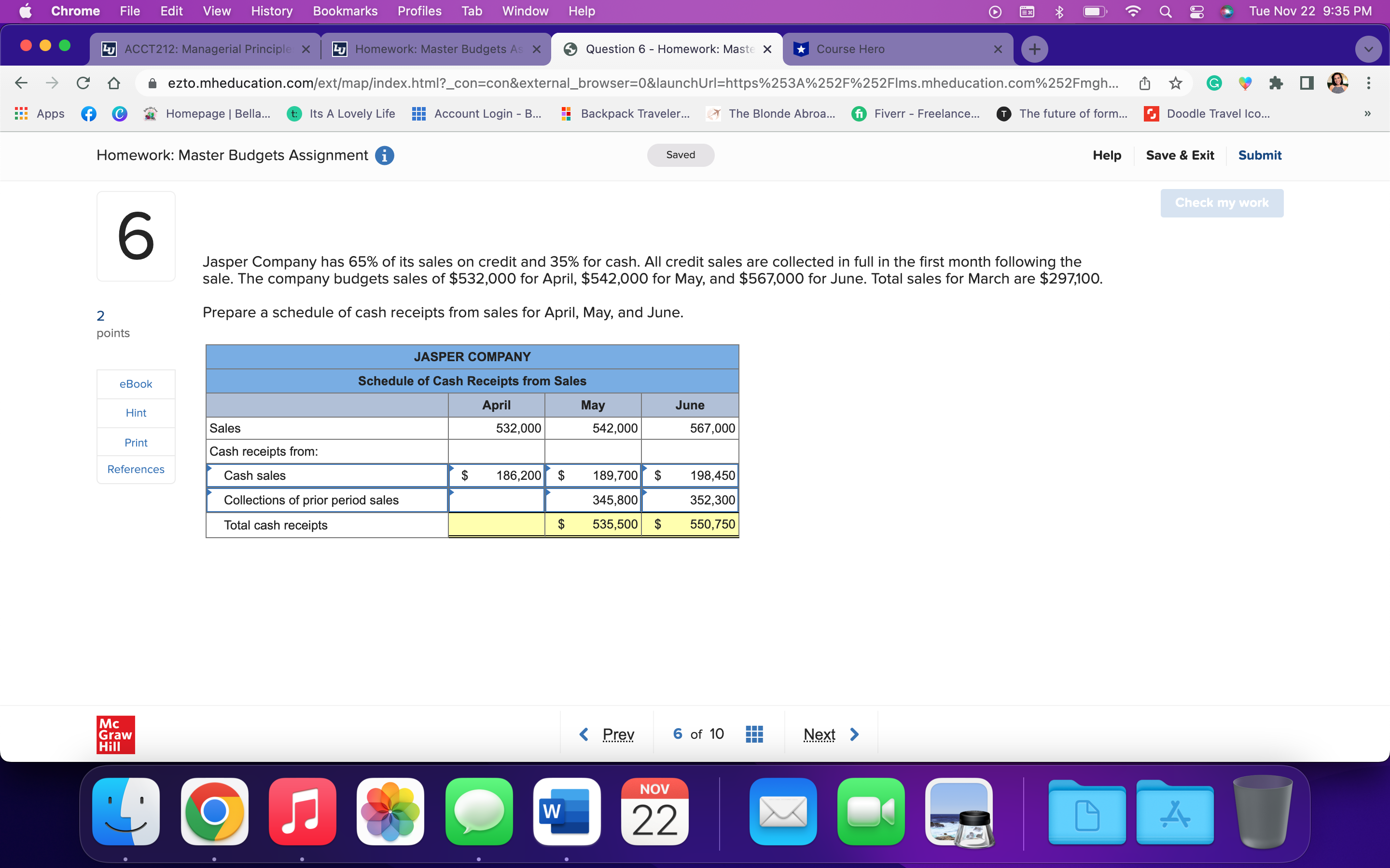 Q Tue Nov 22 9:35 PM ... Lu ACCT212: Managerial Principle X