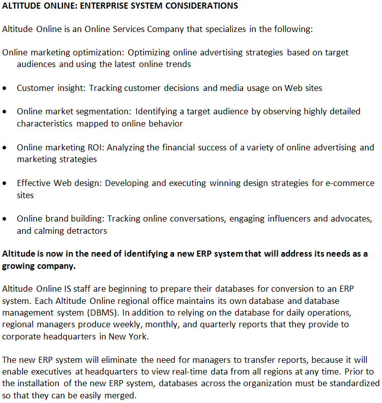 Part B: (11 Marks)Read the Case* below: After reviewing several ERP