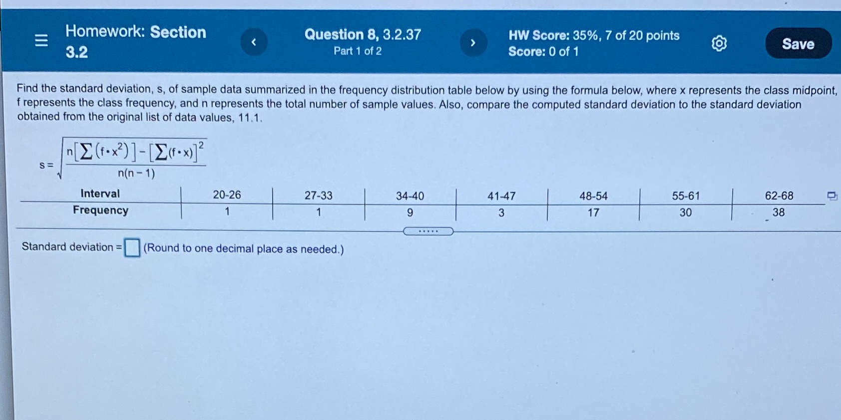 Homework: Section 3.2 Question 8, 3.2.37 Part 1 of 2 HW Score: