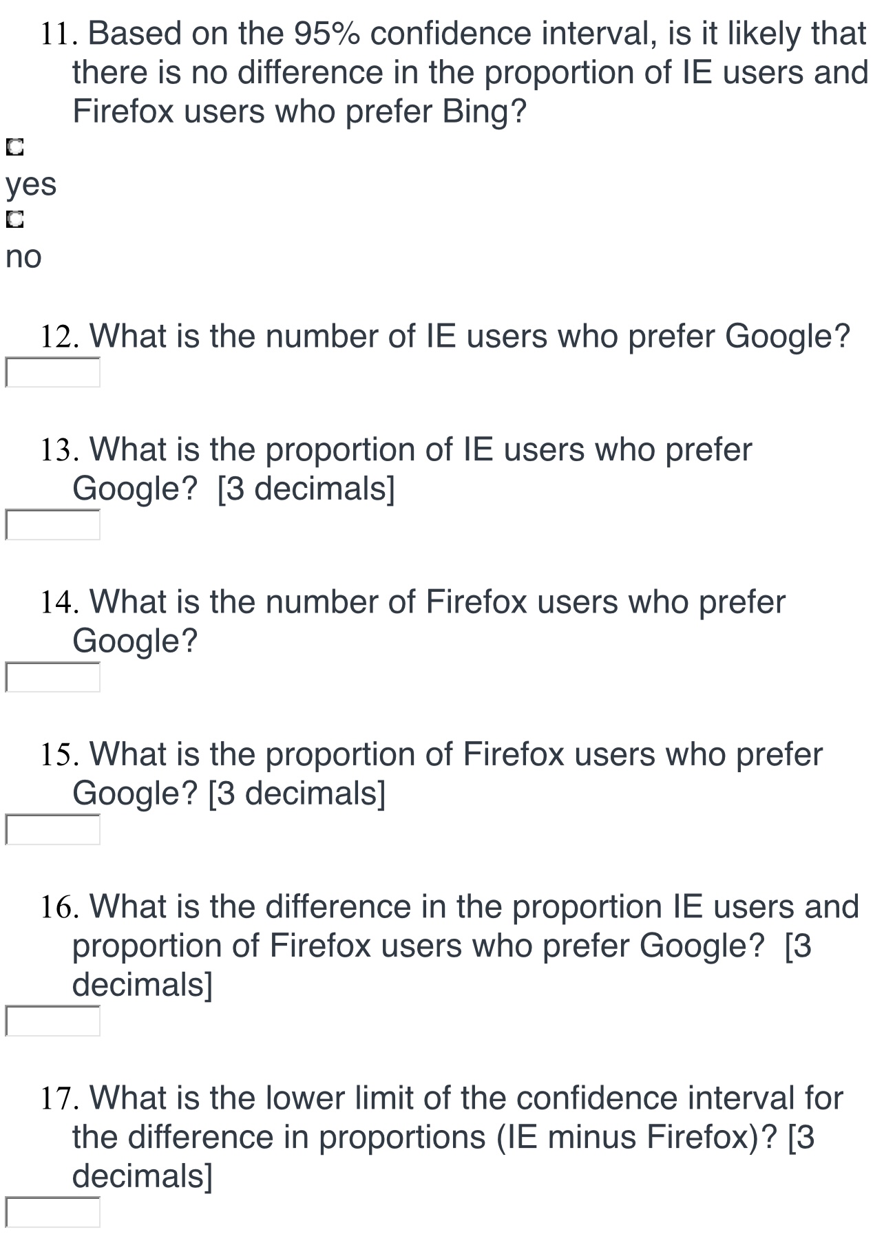 number of IE users who prefer Google? 13. What is the proportion