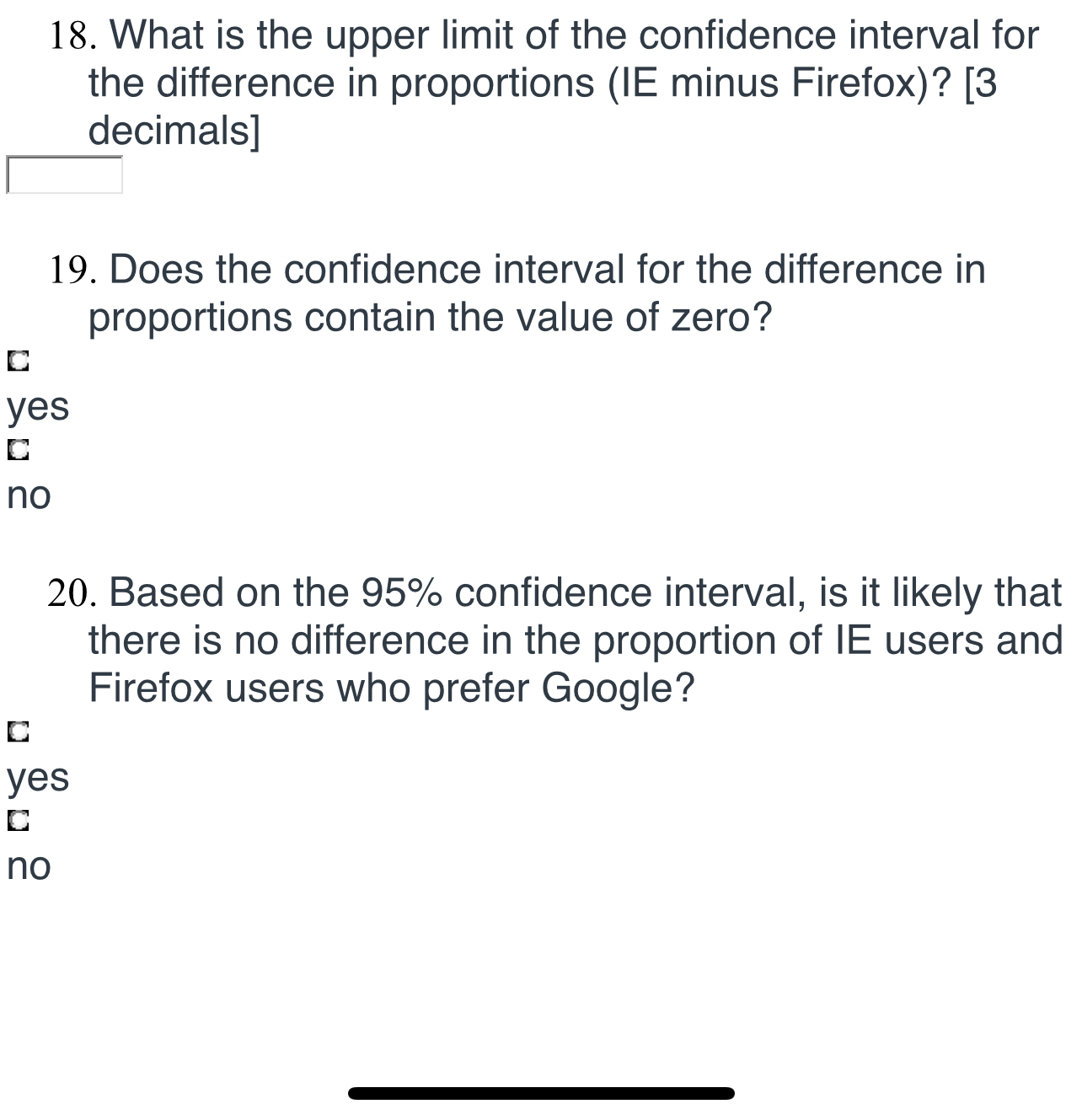 of Firefox users who prefer Google? [3 decimals] 16. What is the