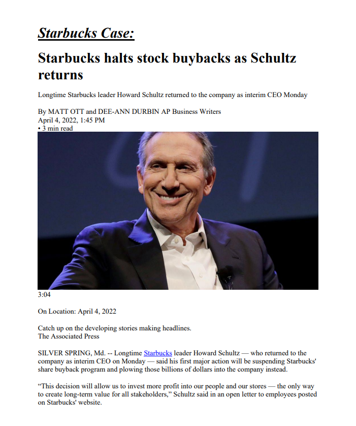 pivot in strategy oomesjust three weeks after Starbucks announced that Schultz, who