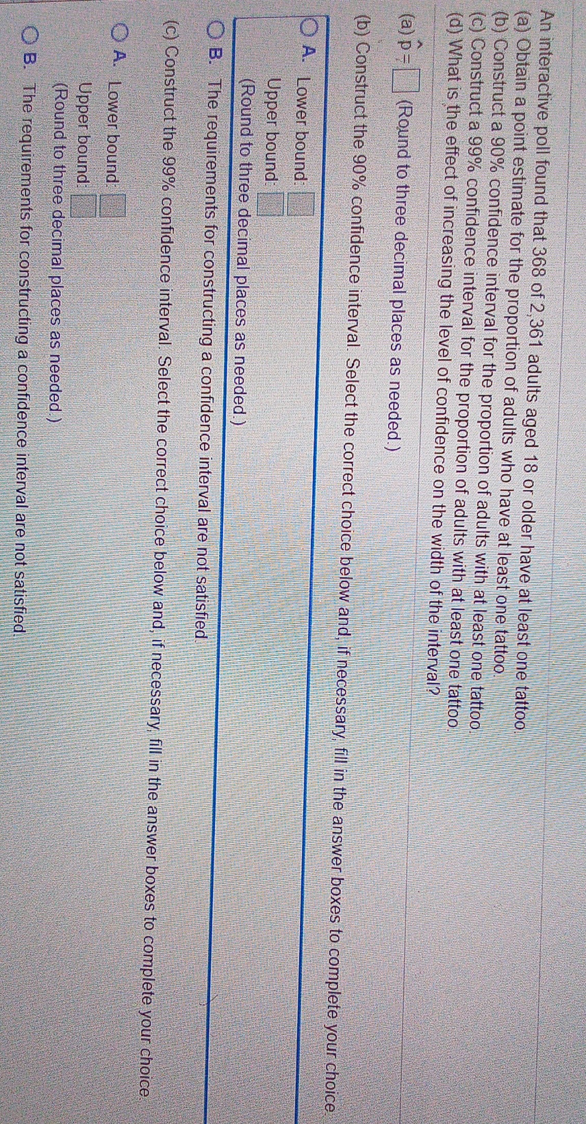 how to solve a,b,c,d An interactive poll found that 368 of 2,361