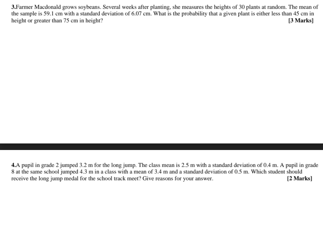  answer as quickly as possible please 1. The mean mark on