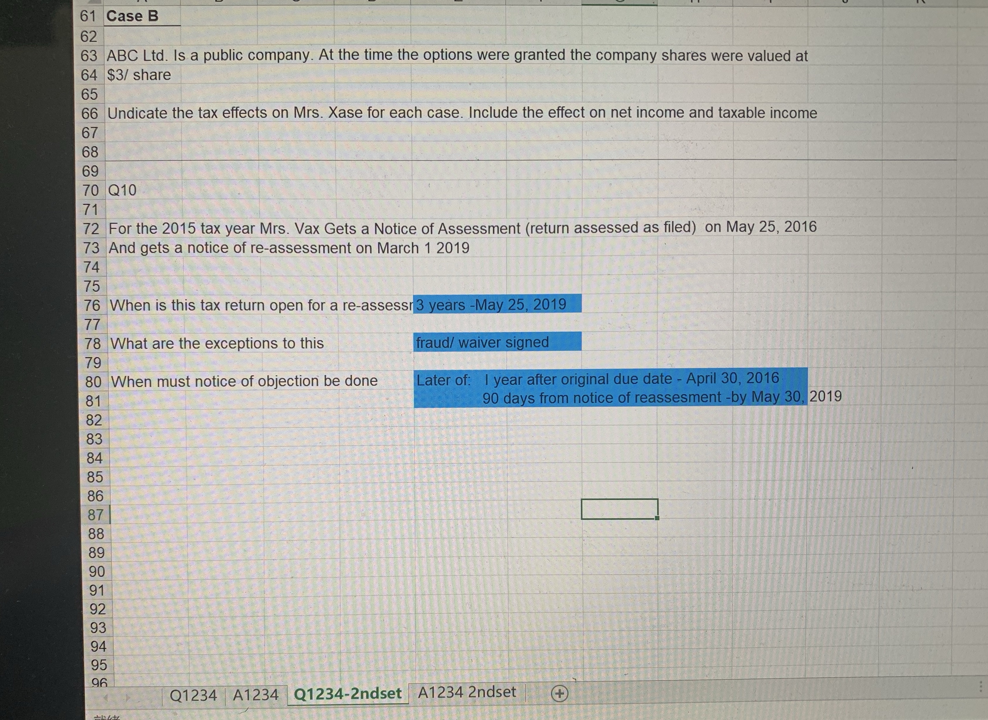 Question 10 please 61 Case B 62 63 ABC Ltd. Is a