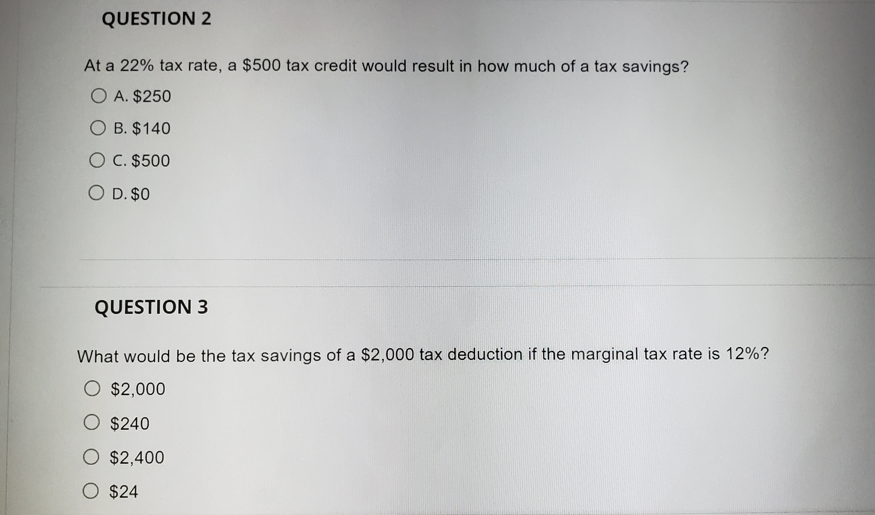 a 22% tax rate, a $500 tax credit would result in how