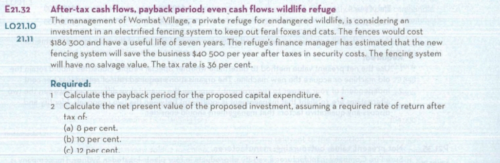 answer 21.32 with full working out (assuming a required rate of return