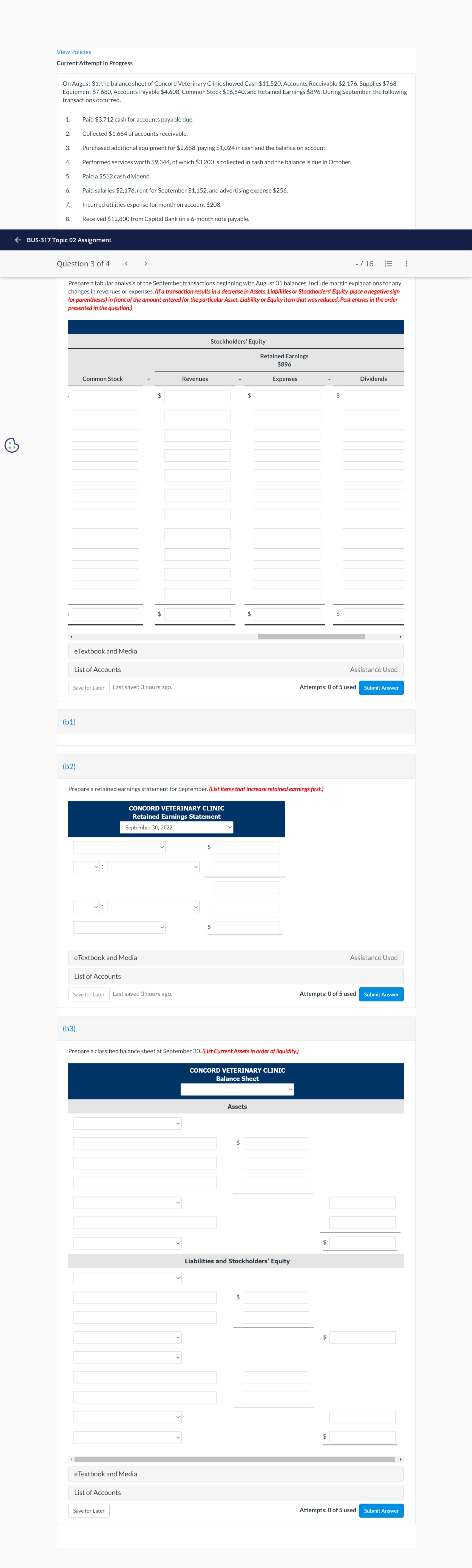  View Policies Current Attempt in Progress On August 31, the balance