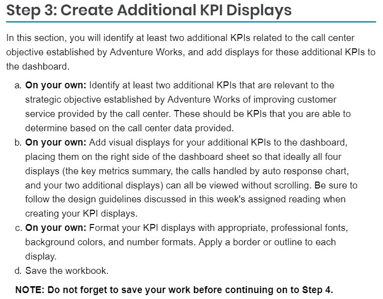 identify at least two additional KPIs related to the call center objective