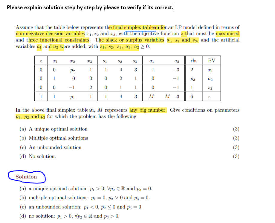  Please explain solution step by step by please to verify if