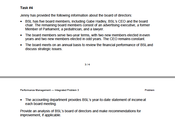 facts: Task #4 Jenny has provided the following information about the board