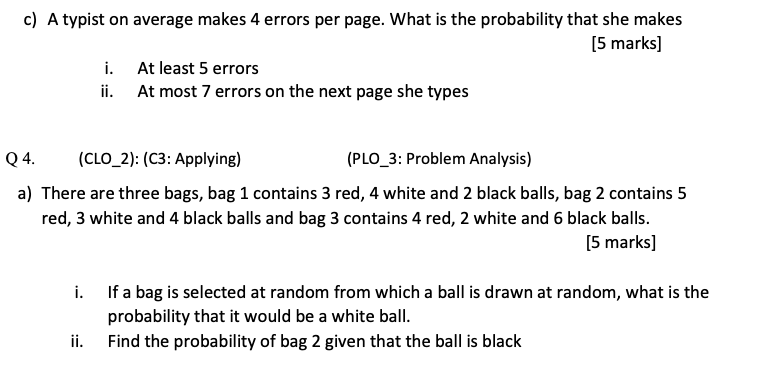  c) A typist on average makes 4 errors per page. What