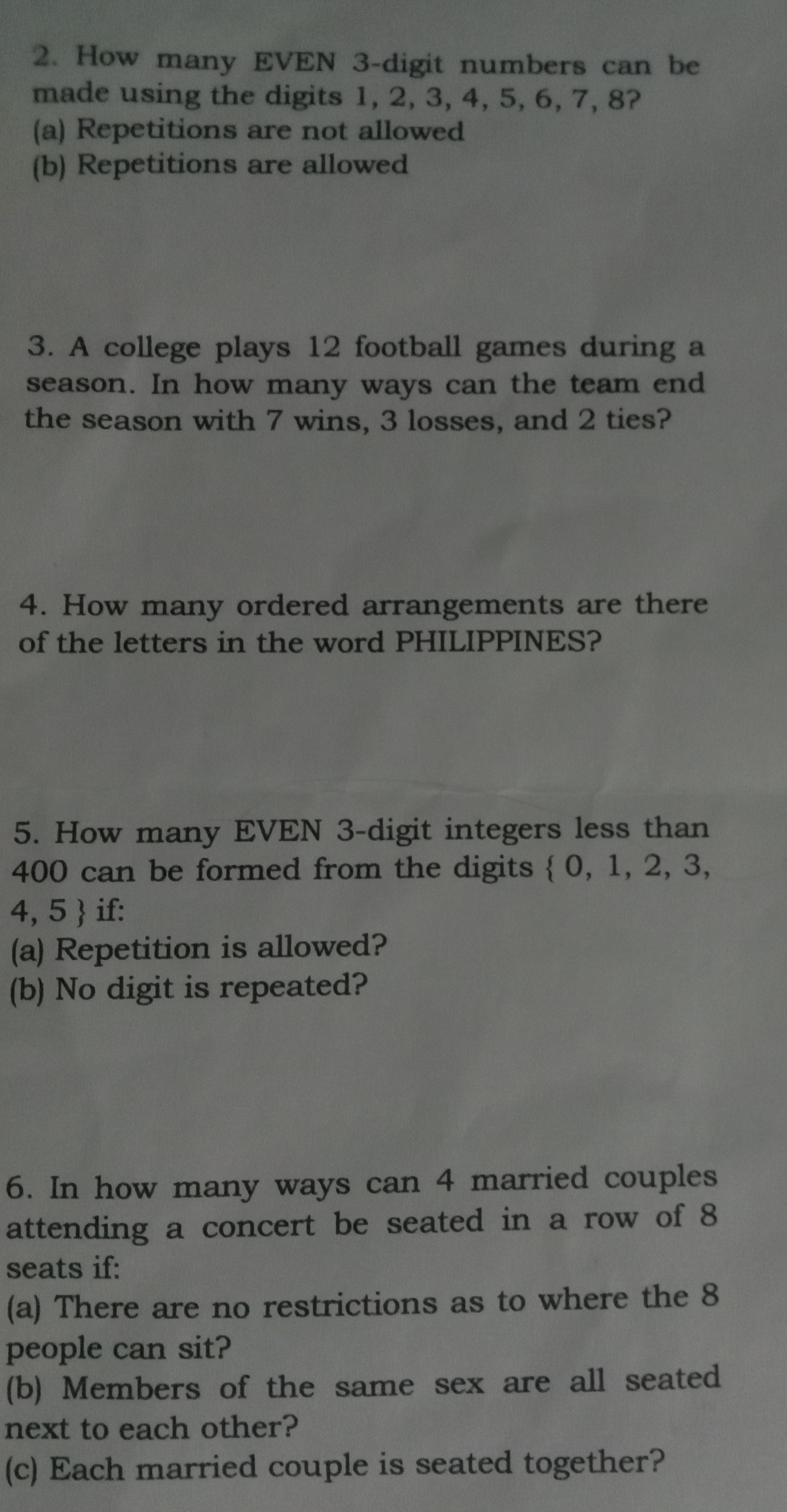 Topic: Begging Probability 2. How many EVEN 3-digit numbers can be