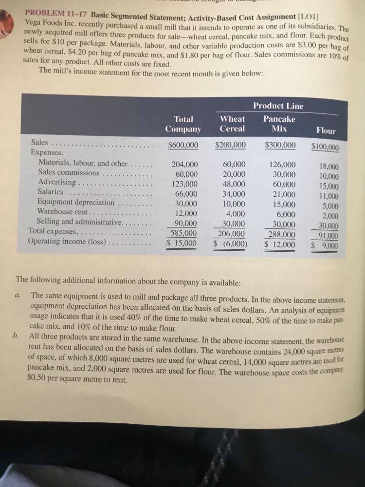 I have attached two photos of the question. PROBLEM 11-17 Basic Segmented