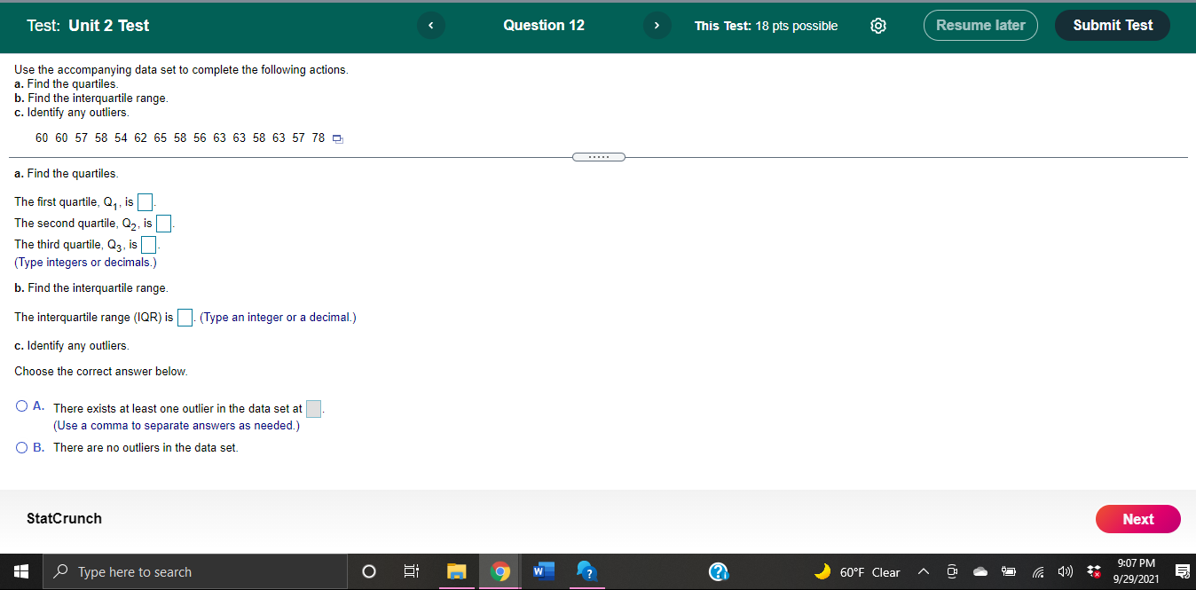  Test: Unit 2 Test Question 12 This Test: 18 pts possible
