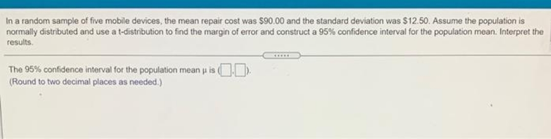 answer with explanation In a random sample of five mobile devices, the