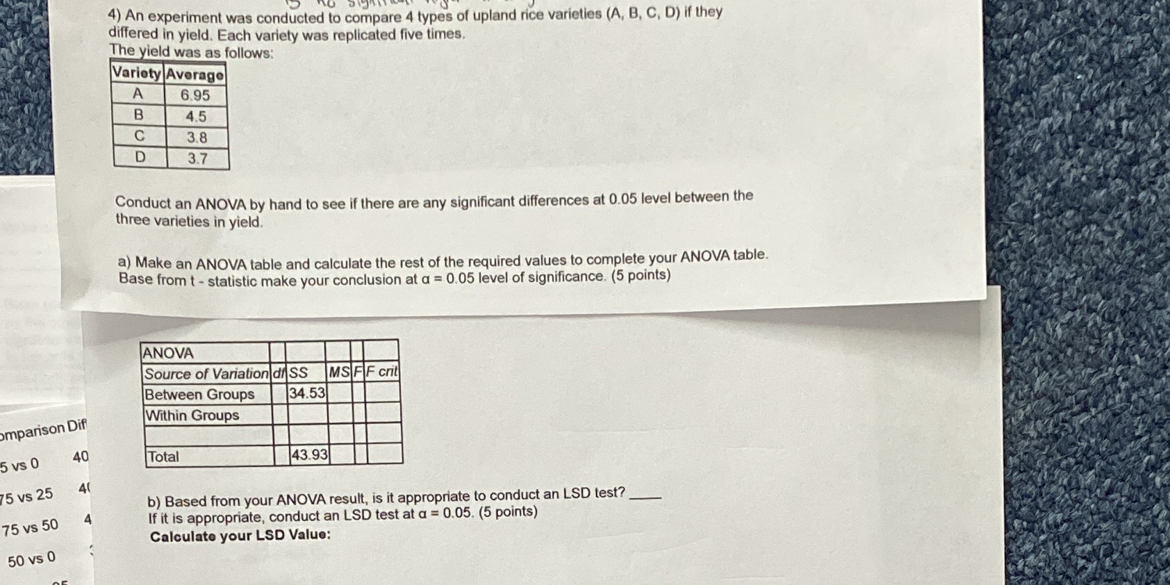 Need help setting up the excel and how to solve it 4)