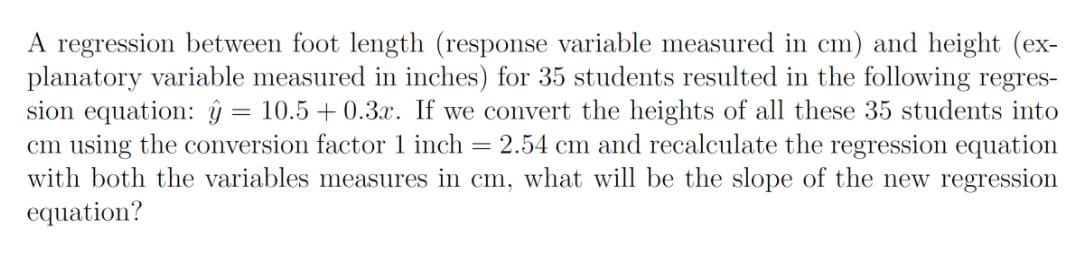  A regression between foot length (response variable measured in cm) and