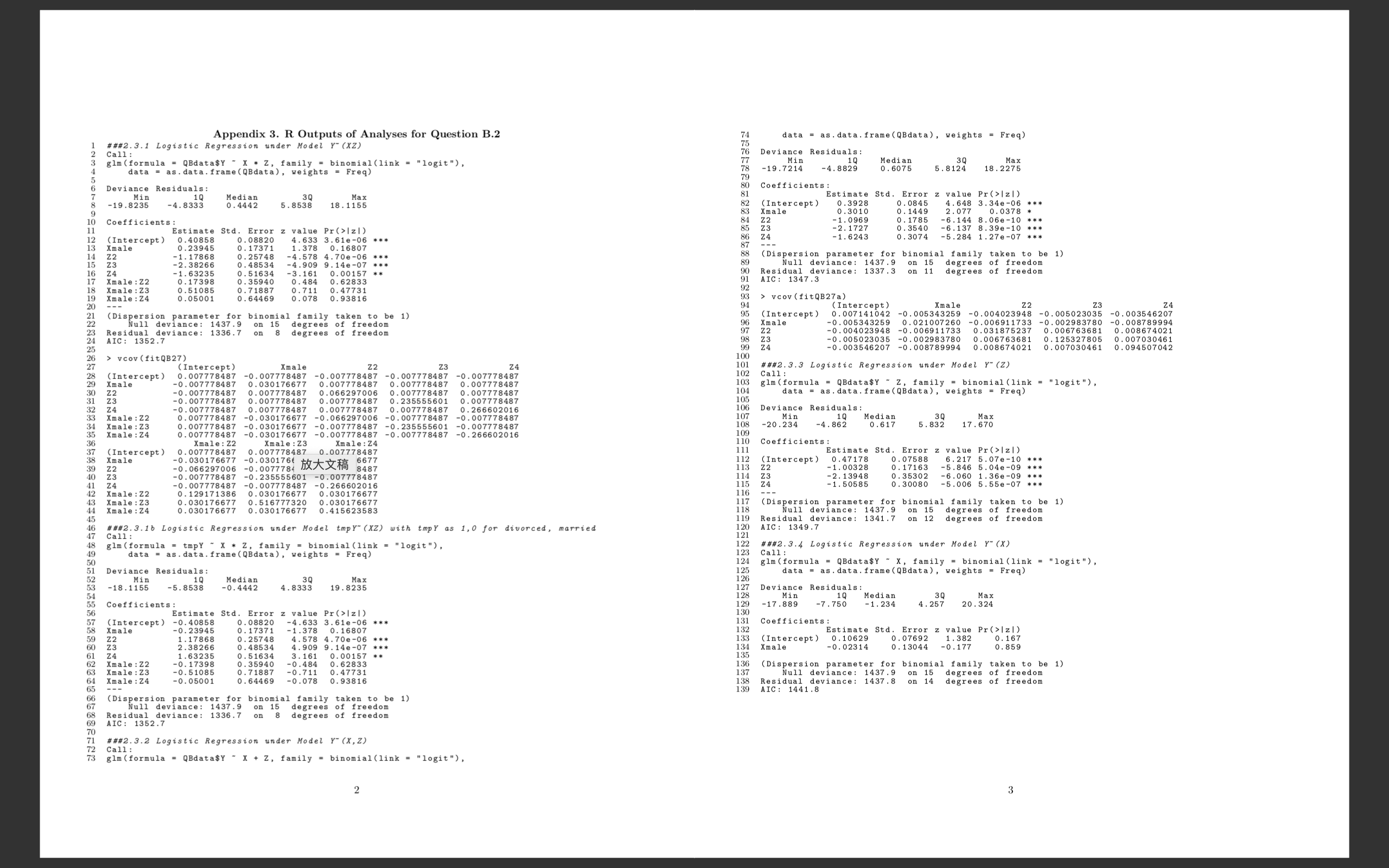 data with logistic regression models, while the variable Y, the current marital
