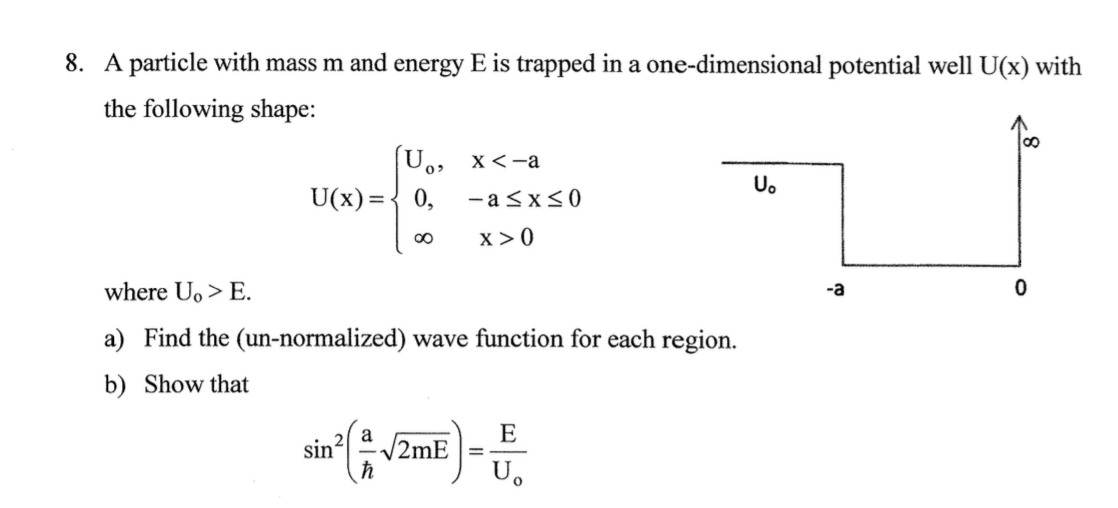 A particle with mass m and energy E is trapped in a