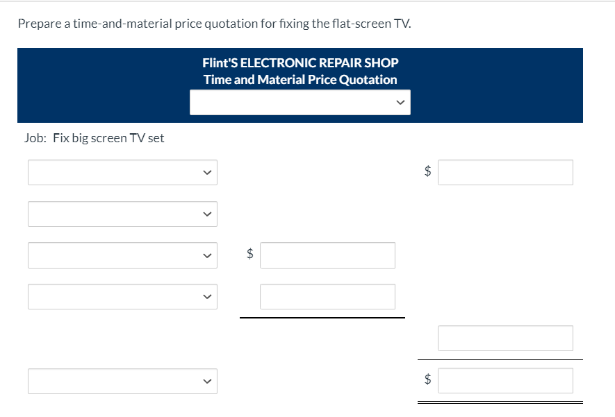  Need some help with this, thanks! Flint's Electronic Repair Shop has