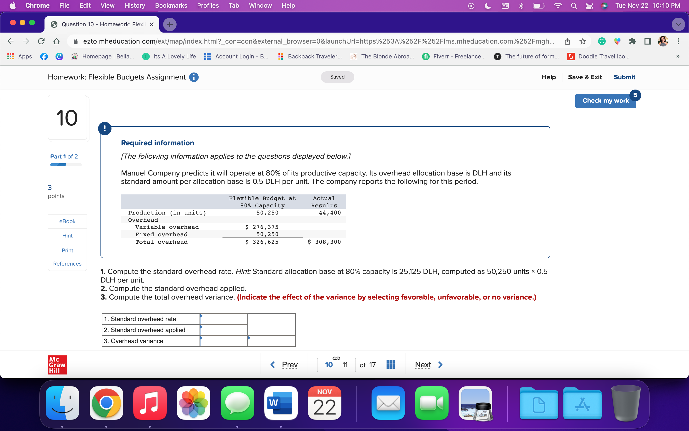 1. Compute the standard overhead rate. Hint: Standard allocation base at 80%