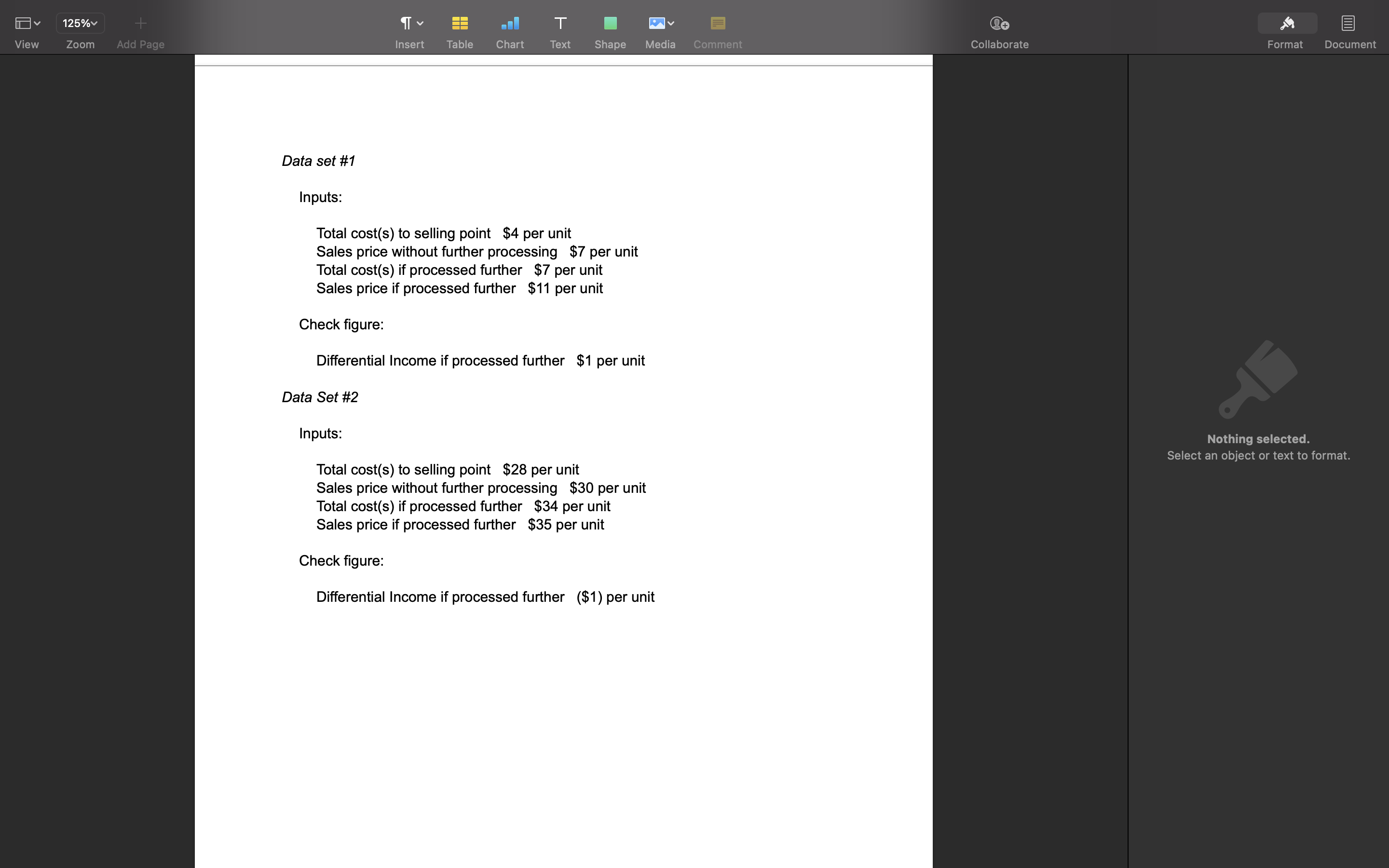 How do I make an Excel worksheet for these data sets? Data