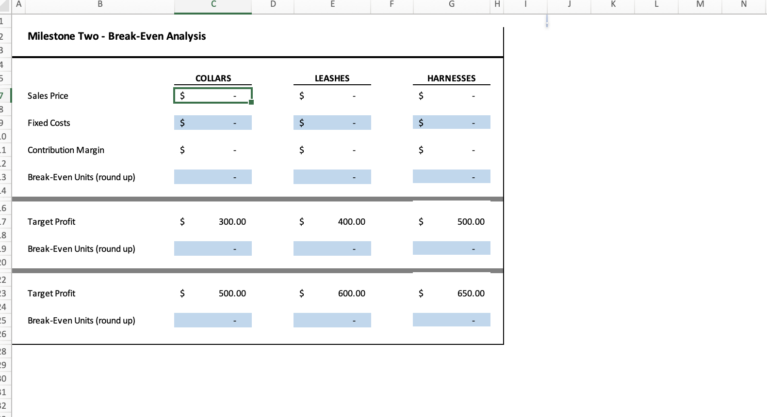 After some research and planning, you have estimates for the various operating