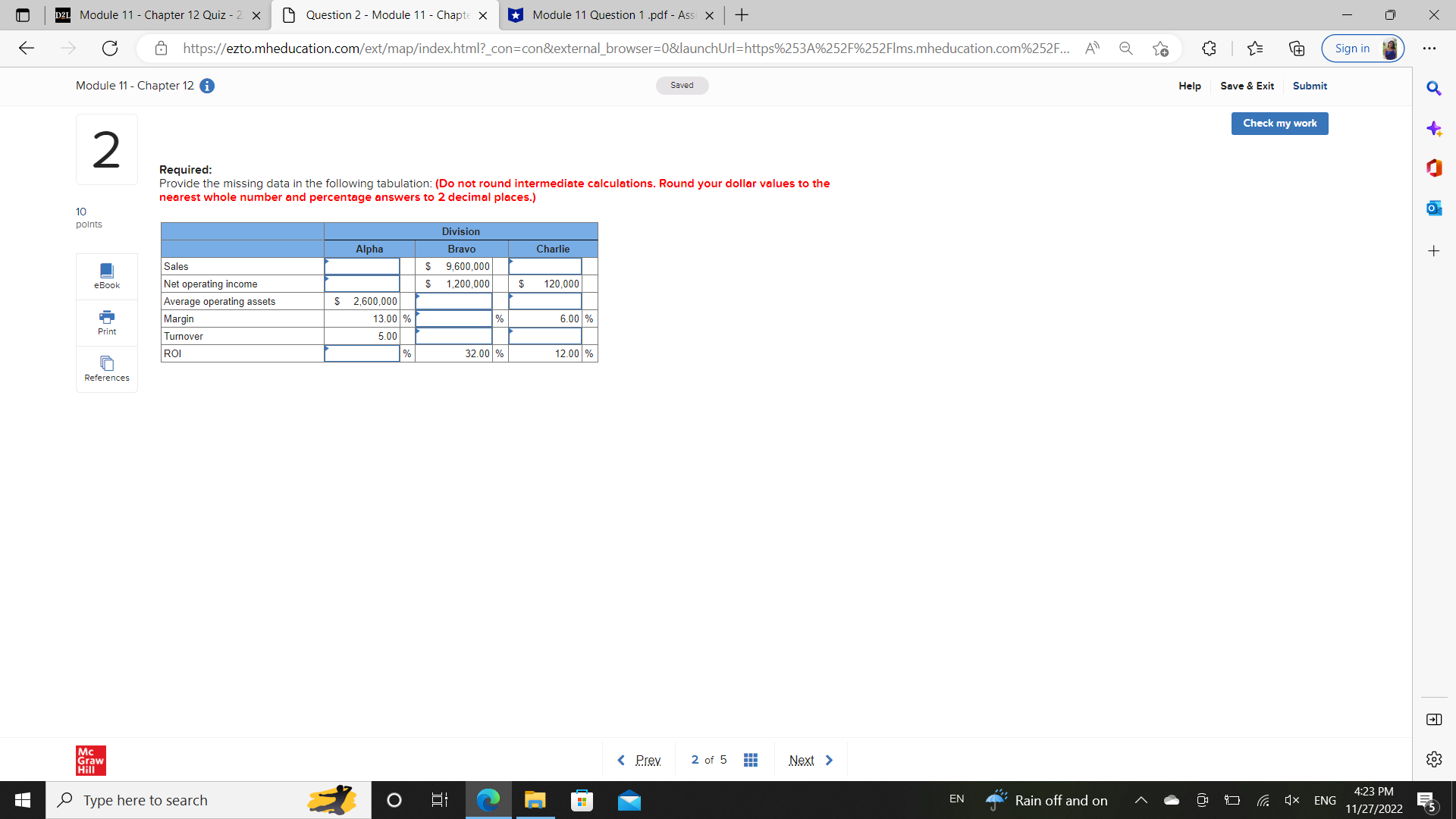 Question 2 - Module 11 - Chapte X Module 11 Question 1