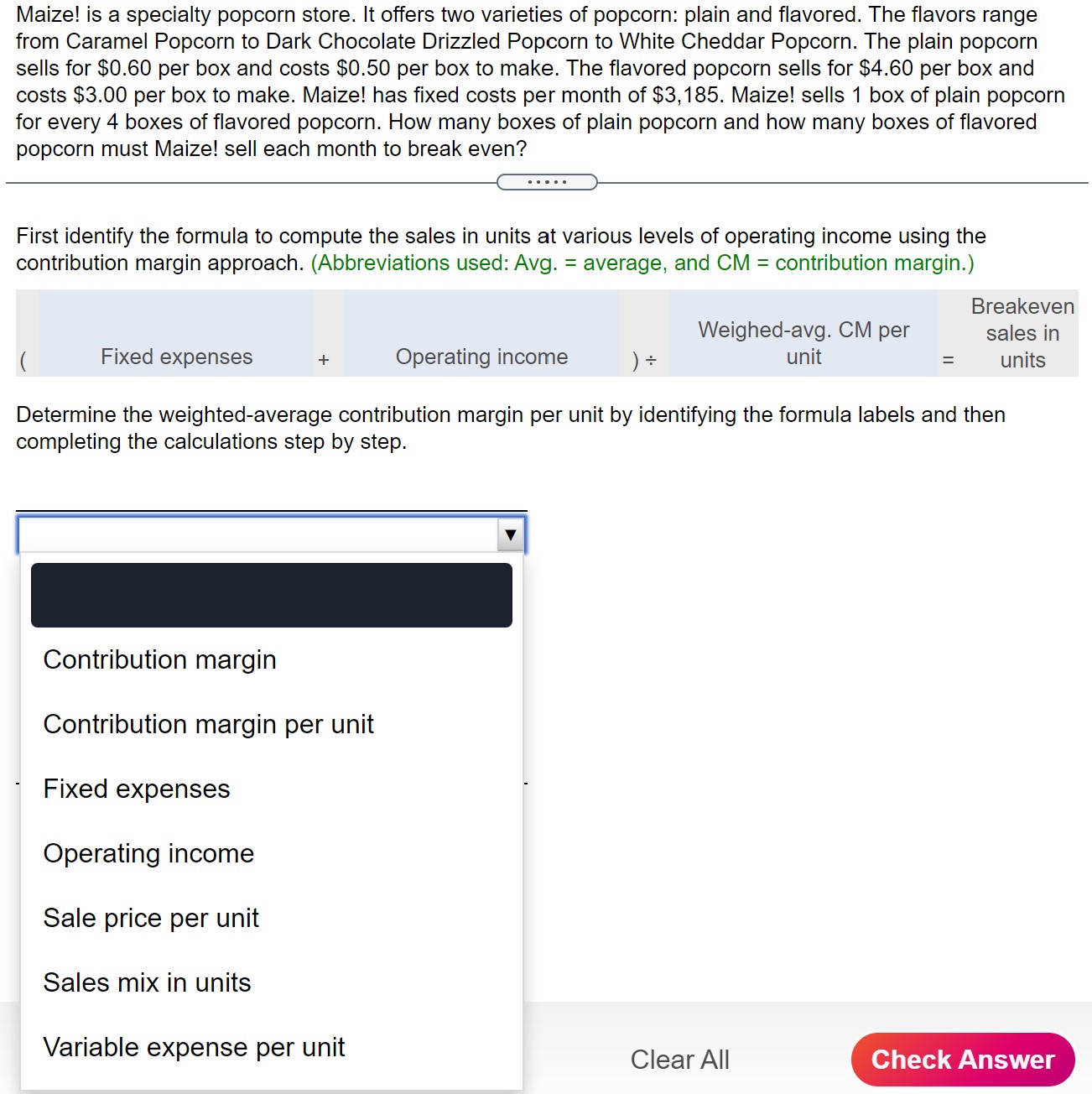 $0.60 per box and costs $0.50 per box to make. The avored