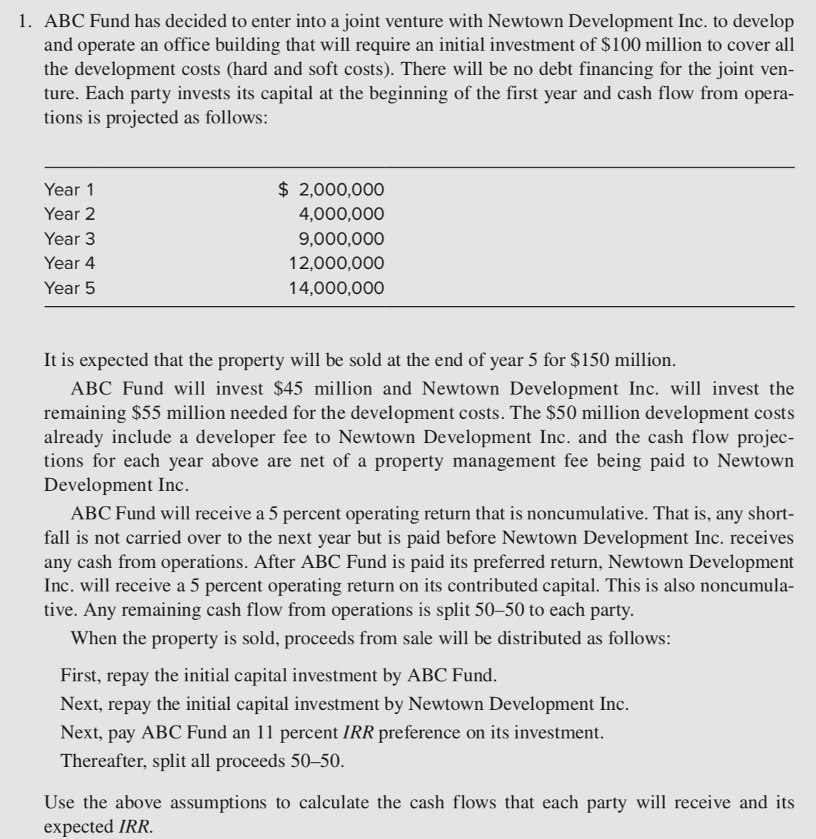 with Newtown Development Inc. to develop and operate an ofce building that