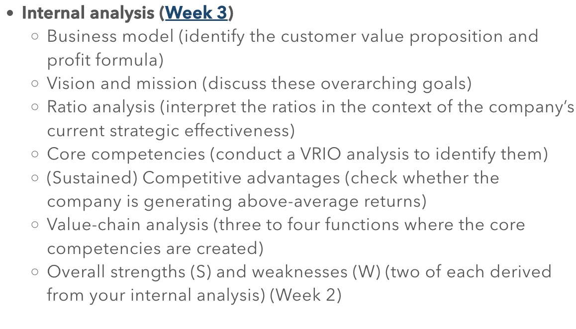 0 Internal analysis (Week 3) 0 Business model (identify the customer