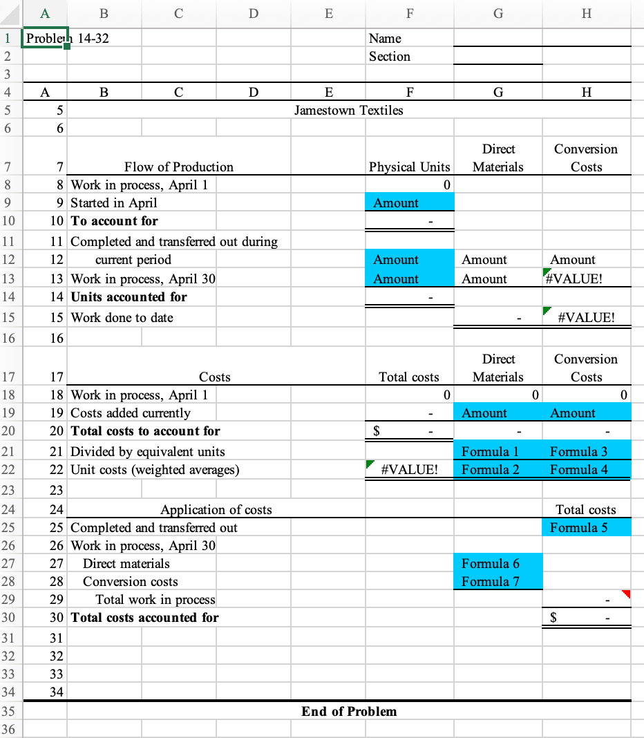 cotton fabric. All direct materials are introduced at the start of the