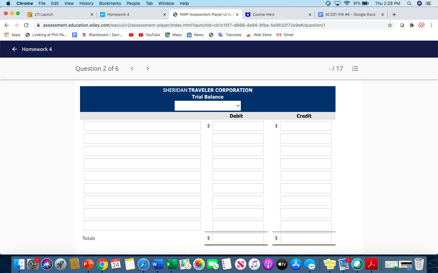 Show the work for each Chrome File Edit View History Bookmarks