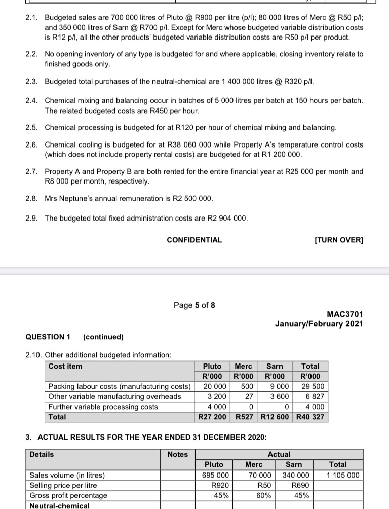 If the budgeted joint cost for Pluto is R 360 000 000And