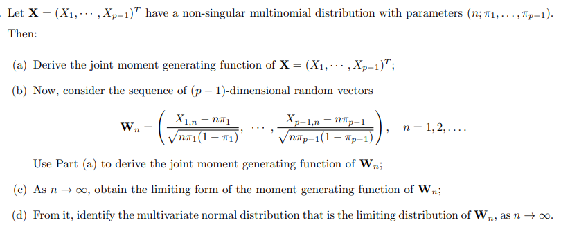  Let X = (X1, . .. , Xp-1)" have a non-singular