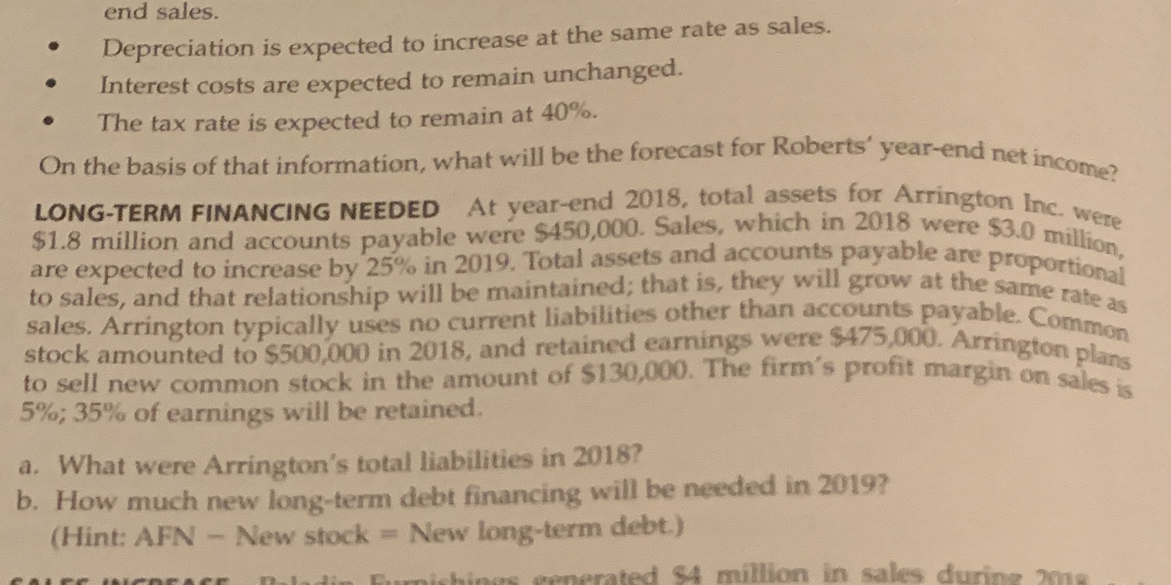 end sales. Depreciation is expected to increase at the same rate