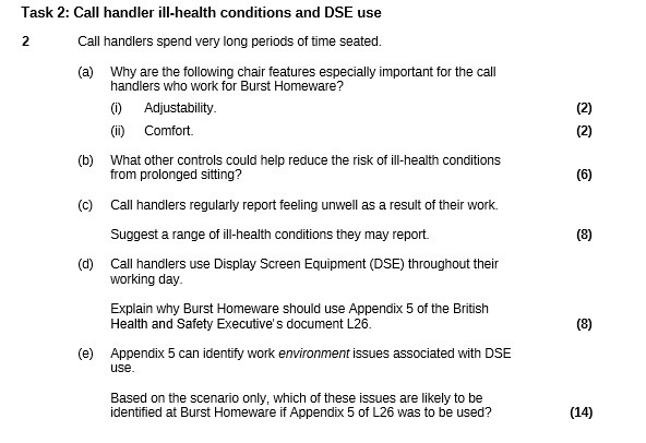  Task 2: Call handler ill-health conditions and DSE use 2 Call