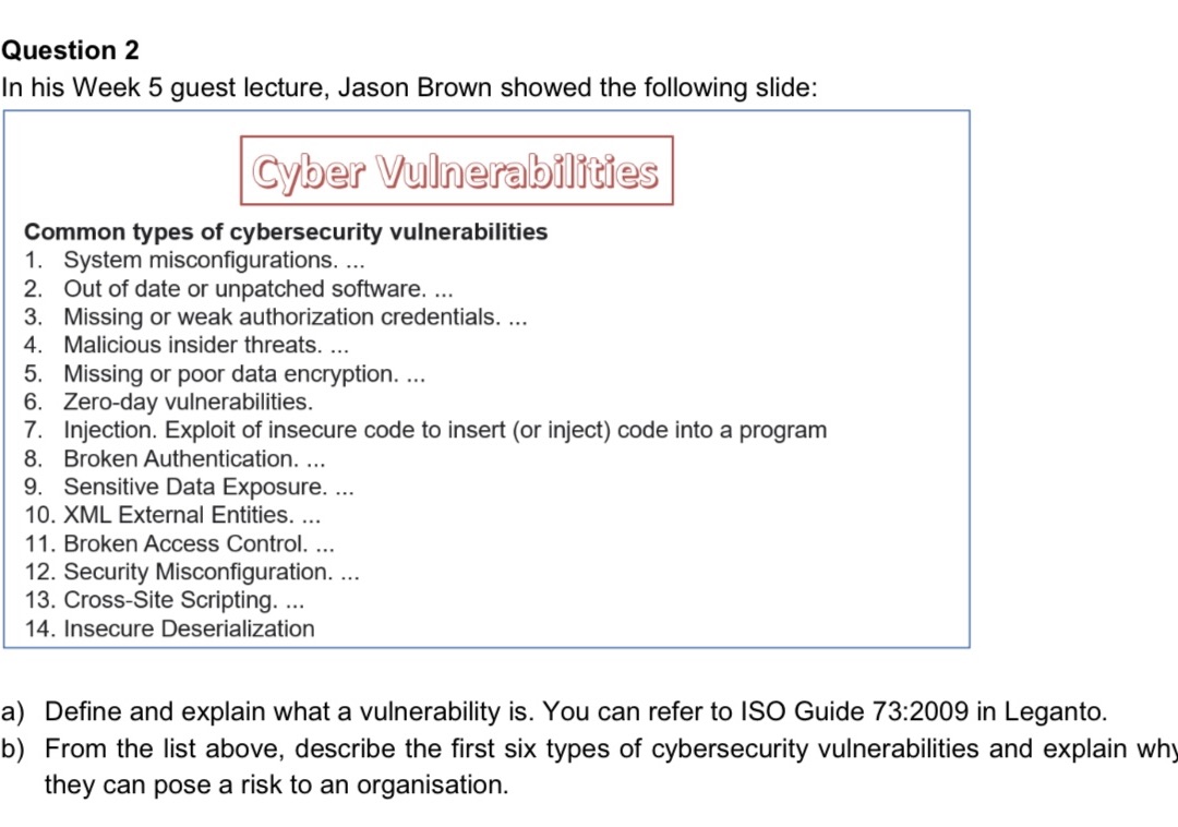 Please answer only part B Question 2 In his Week 5 guest