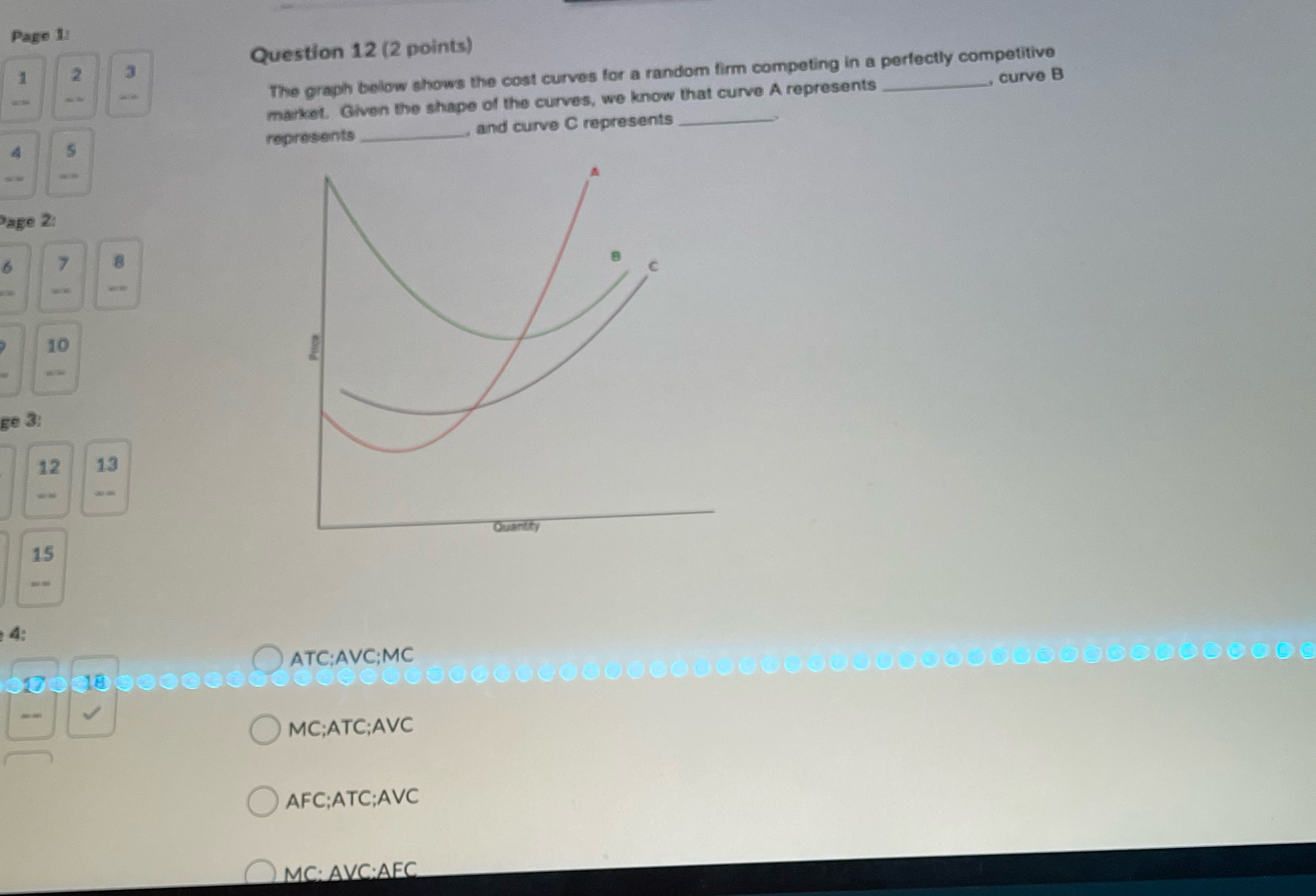 Page 1 Question 12 (2 points) The graph below shows the