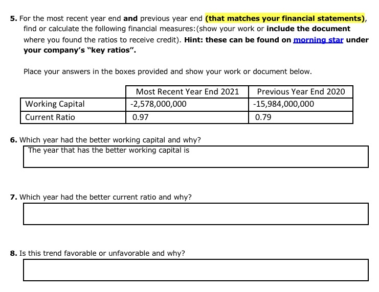 Please explain which year had a better current ratio and why 5.