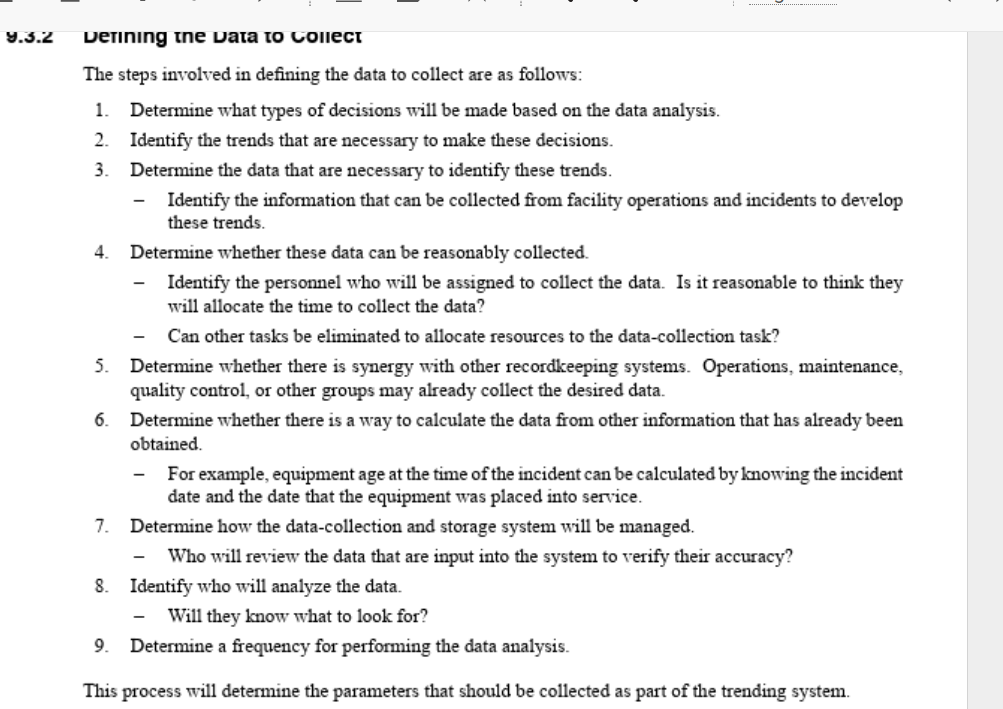 I need help with an outline Defining the Data to collect using