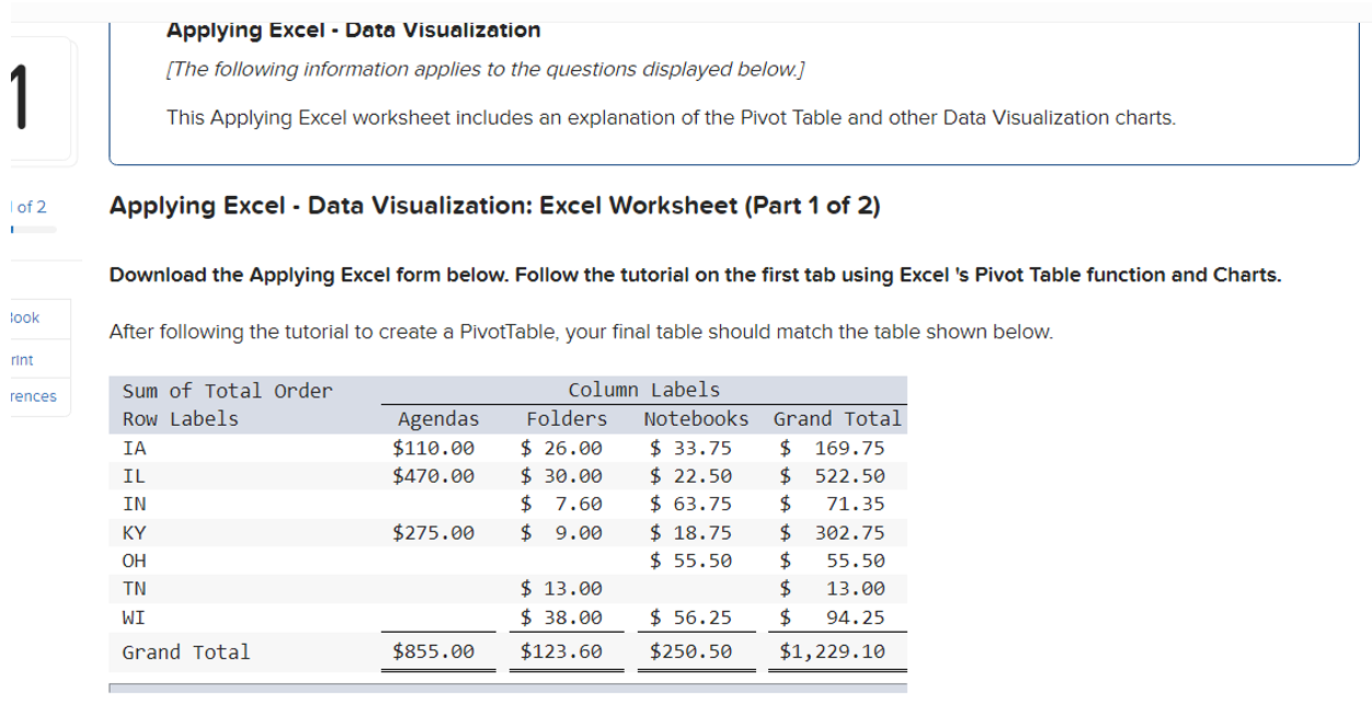 Worksheet (Part 1 of 2) Download the Applying Excel form below. Follow