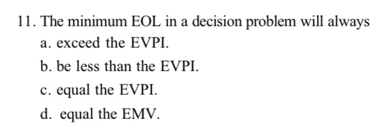 I want an answer please 1 1. The minimum EOL in a