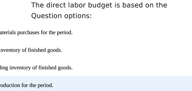 purchases for the period. nventory of finished goods. ing inventory of finished