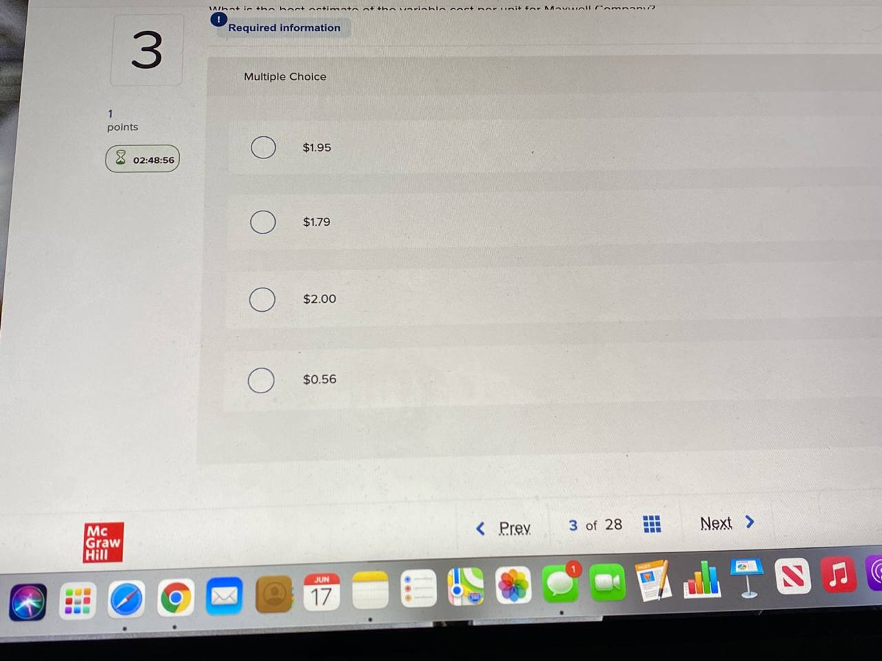 information Maxwell Company has a total expense per unit of $2.00 per