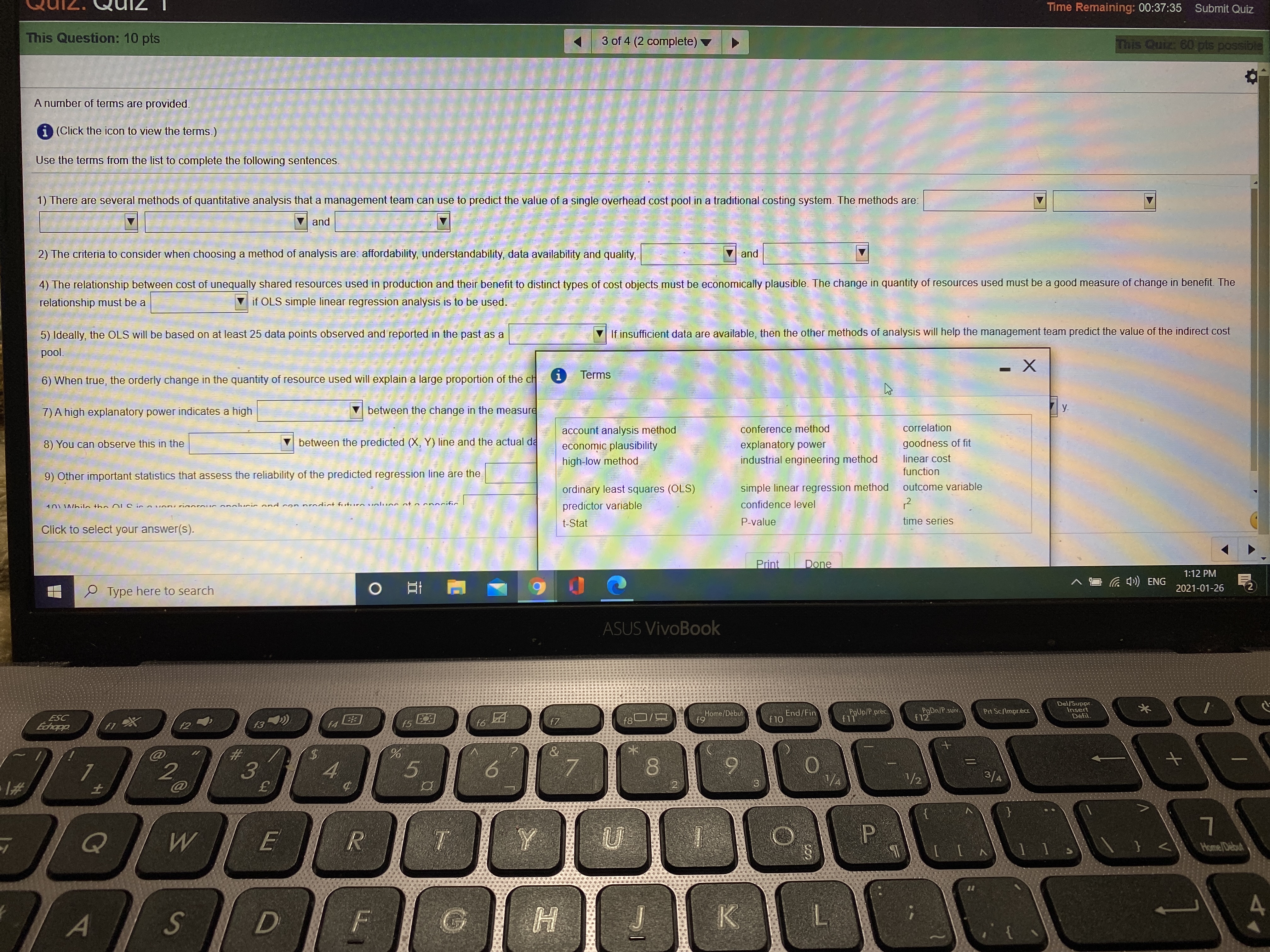 plz solve it Time Remaining: 00:37:35 Submit Quiz This Question: 10 pts