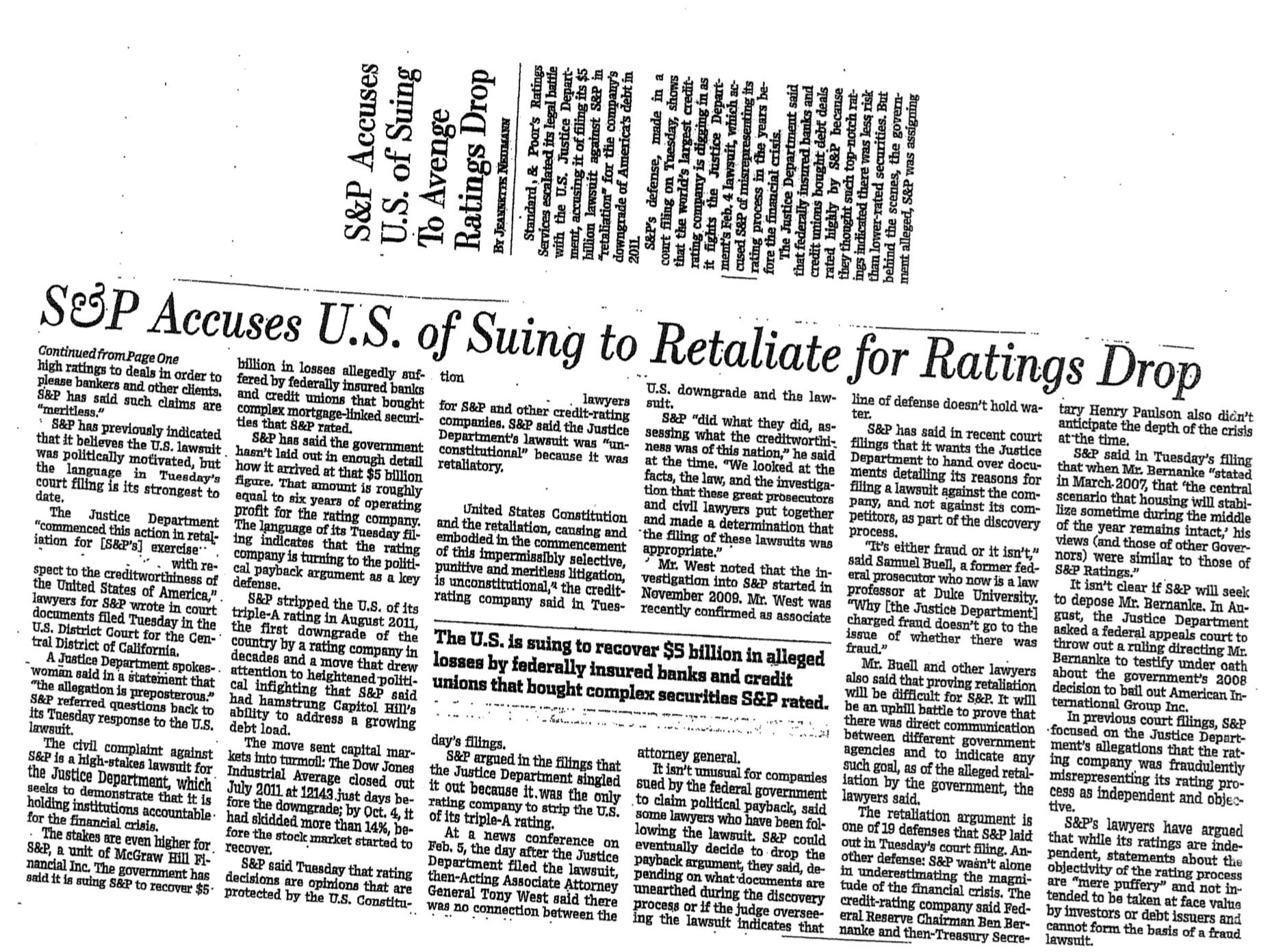  attached is the article 33. The attached article titled \"S&P Accuses