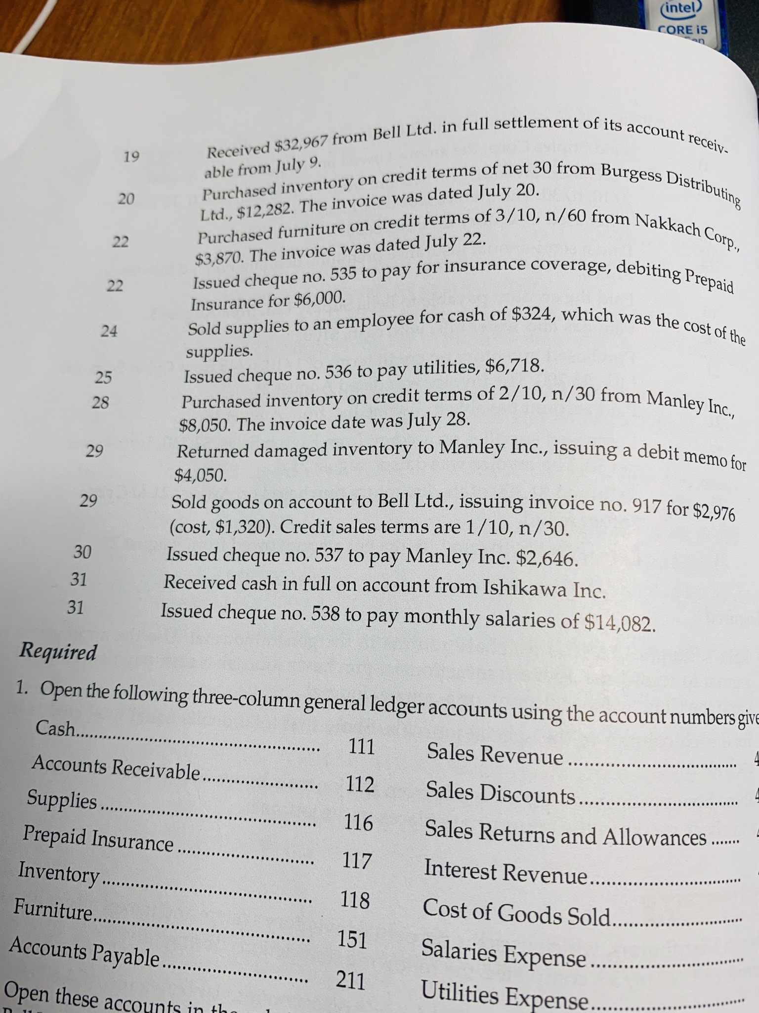 CORE 15 Received $32,967 from Bell Led. in full settlement of its